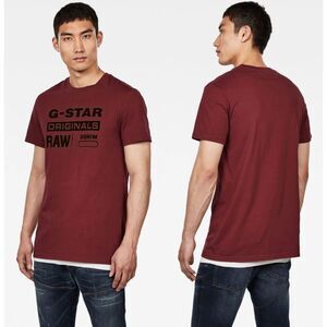 G-Star Raw Originals Logo‎ Casual S/S T-Shirt Aged Port Red Tee Mens Size Medium